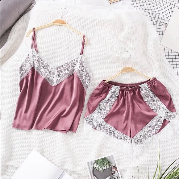 Other - Blush Camisole & Shorts Set with Lace Detail